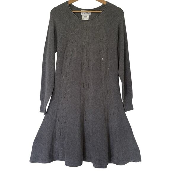 Joseph Ribkoff Dresses & Skirts - Joseph Ribkoff Gray Studded Knit Sweater Dress Med Fit & Flare Long Sleeve Party